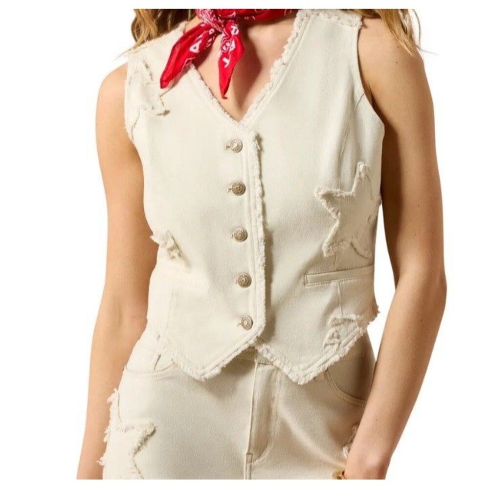 Ariat Ladies Americana Antique White Vest Women’s Size Medium EUC